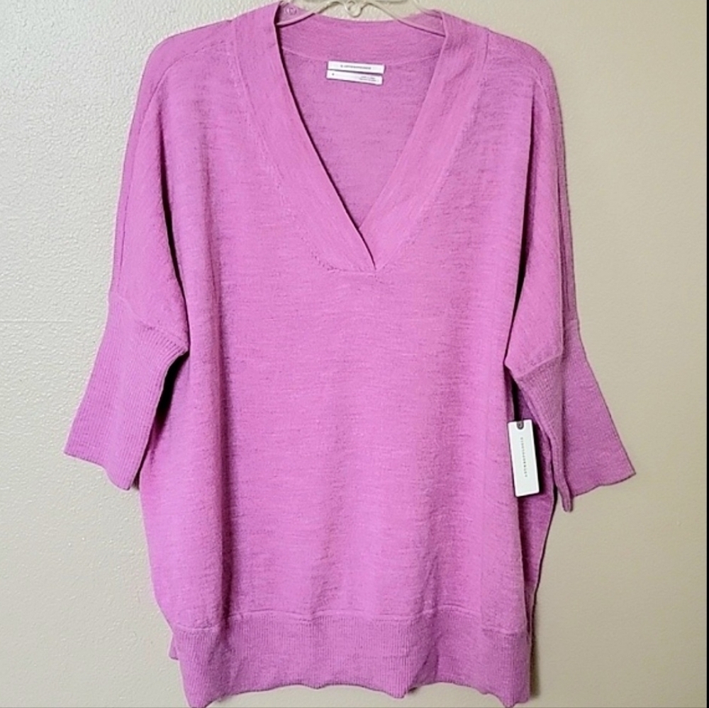 By Anthropologie Merino Wool Oversized Relaxed Slouchy V-Neck Sweater - Size M
